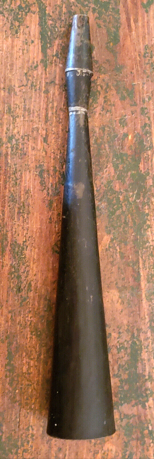ANTIQUE 19th C 1900s SOLDERED Tin PARADE HORN Child's Toy DARK PATINA