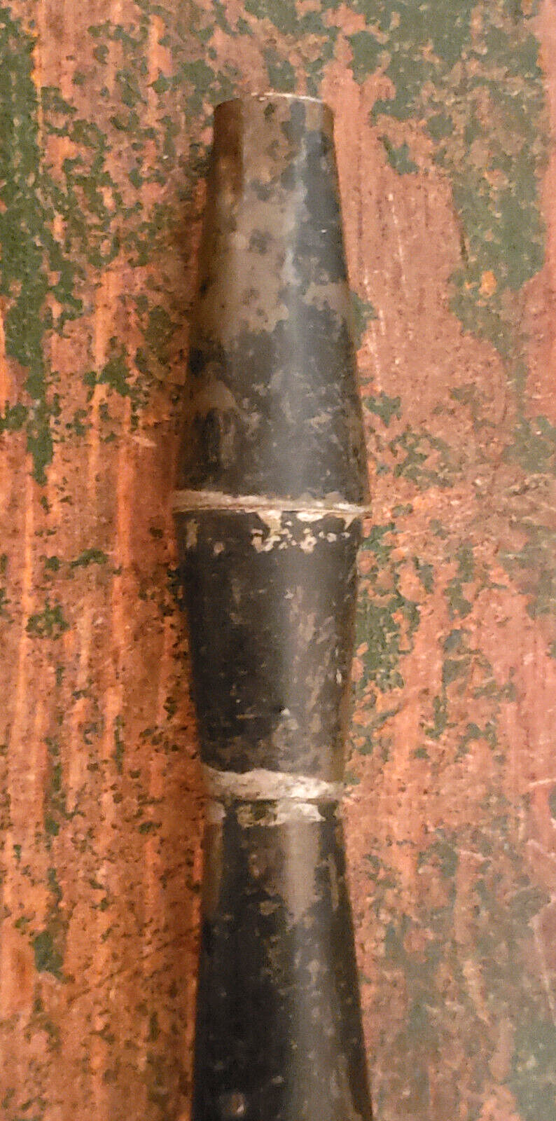 ANTIQUE 19th C 1900s SOLDERED Tin PARADE HORN Child's Toy DARK PATINA