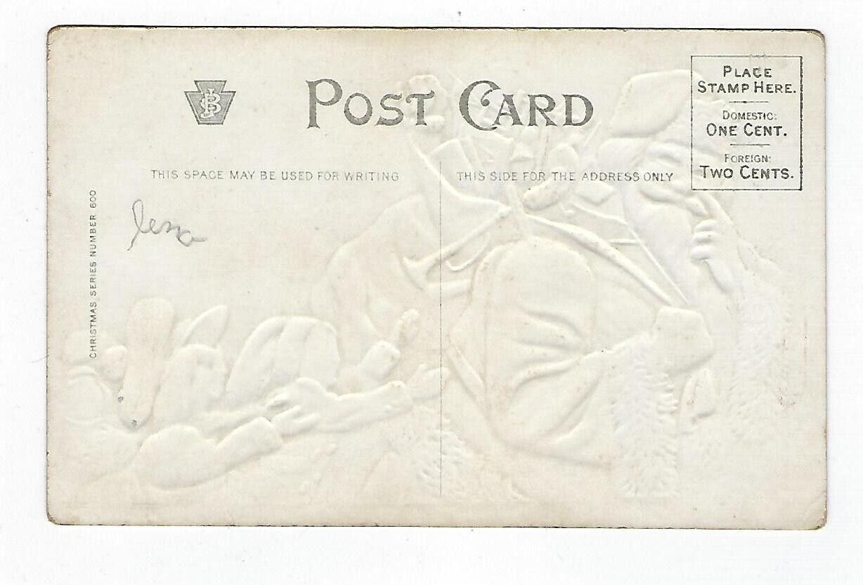 Early 1900's Julius Bien Christmas Postcard  Santa w/Toys & Children Emb.