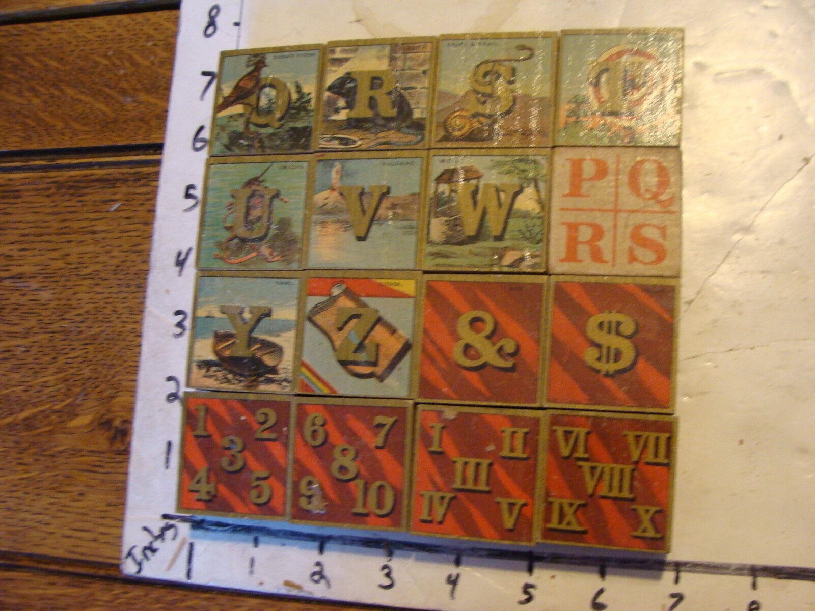 1800's early CHROMOLITHO SET OF BLOCKS, AWESOME in box bottom