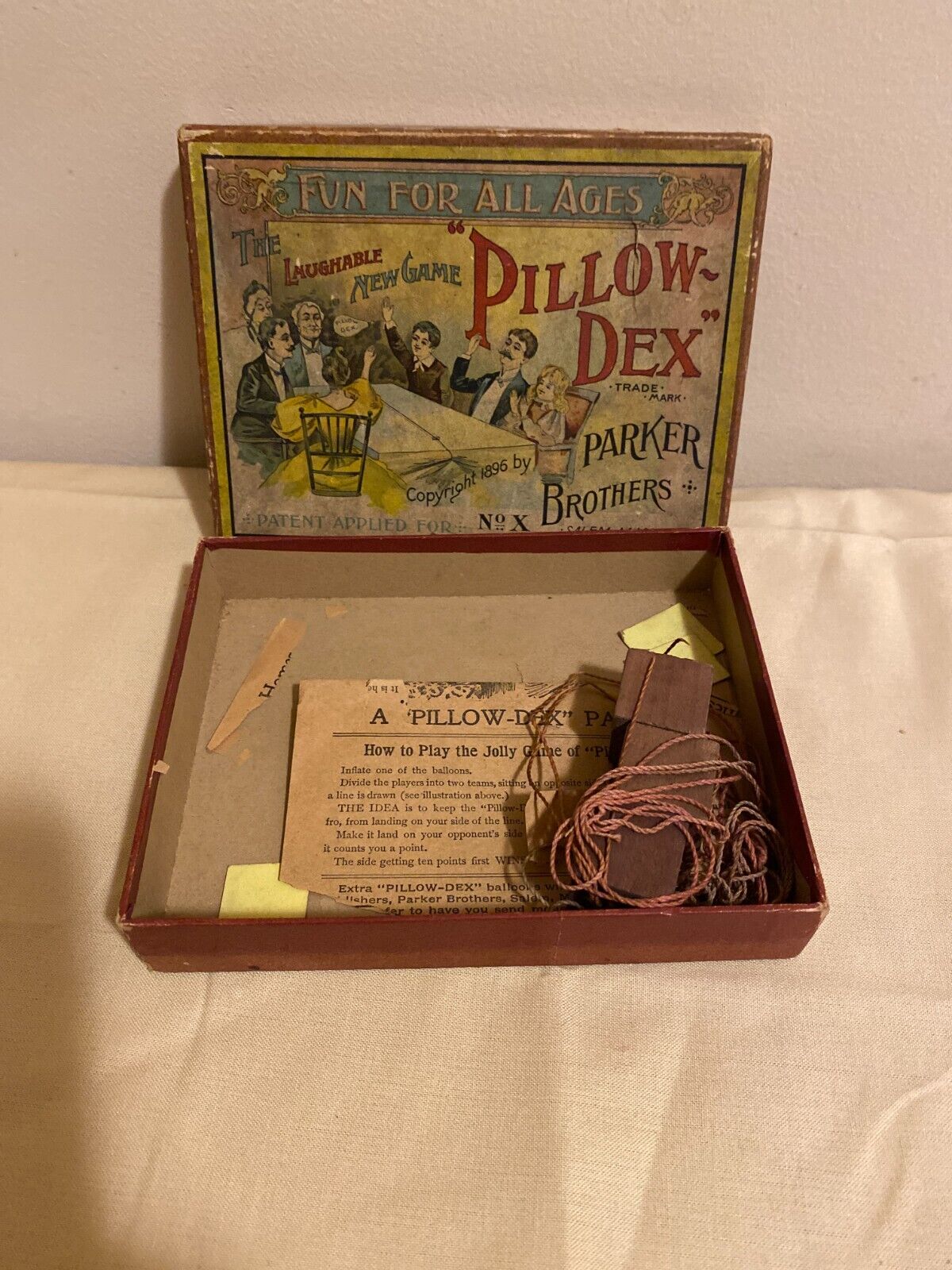 Parker Brothers Pillow Dex Game Antique 1800's Toy an-21