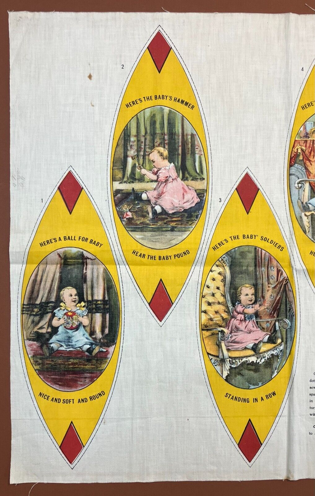 1900s Victorian Children’s Toy Baby’s Ball Art Fabric Mills Uncut Textile