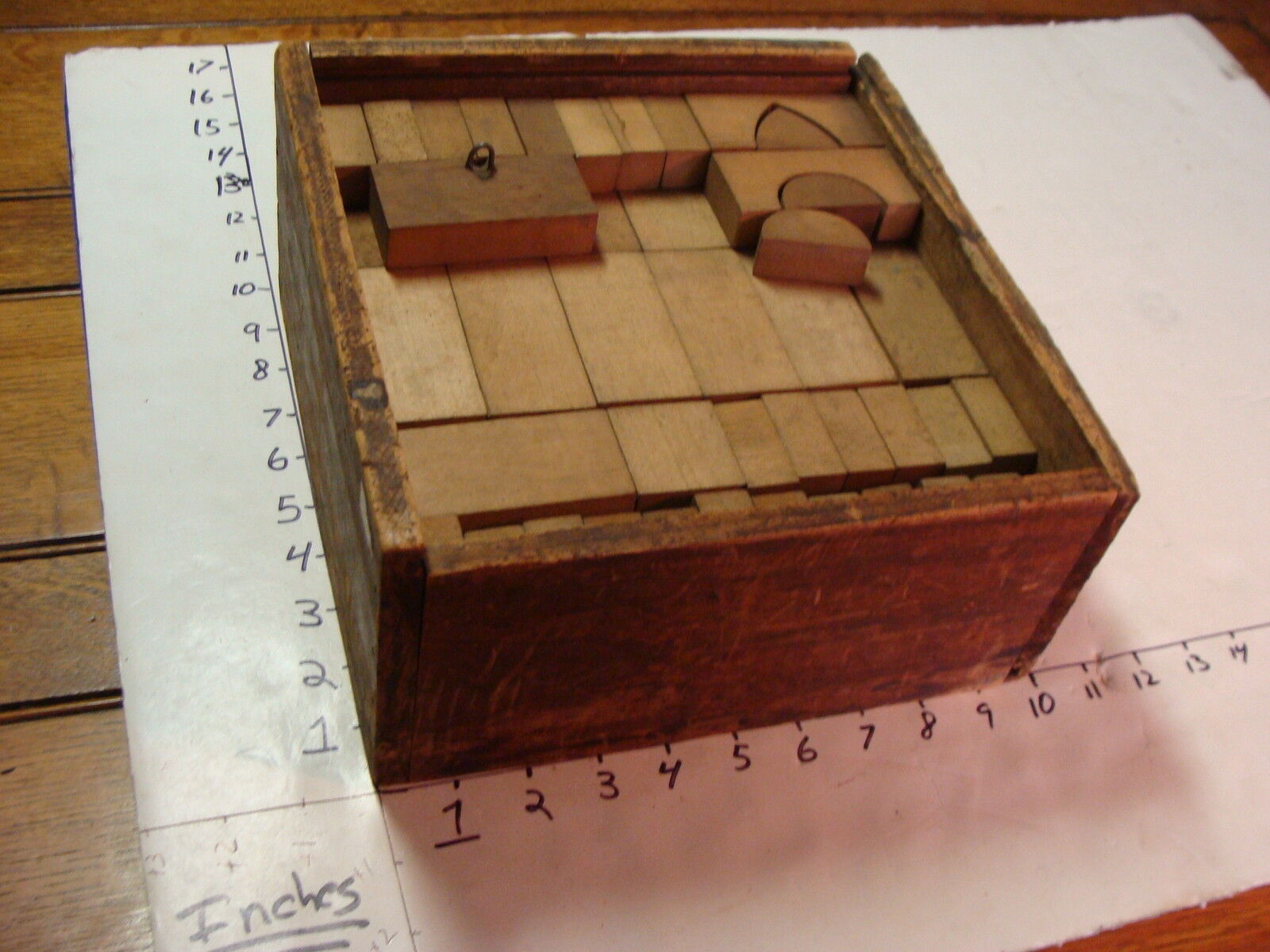box of 1800's vintage hardwood blocks, very nice.
