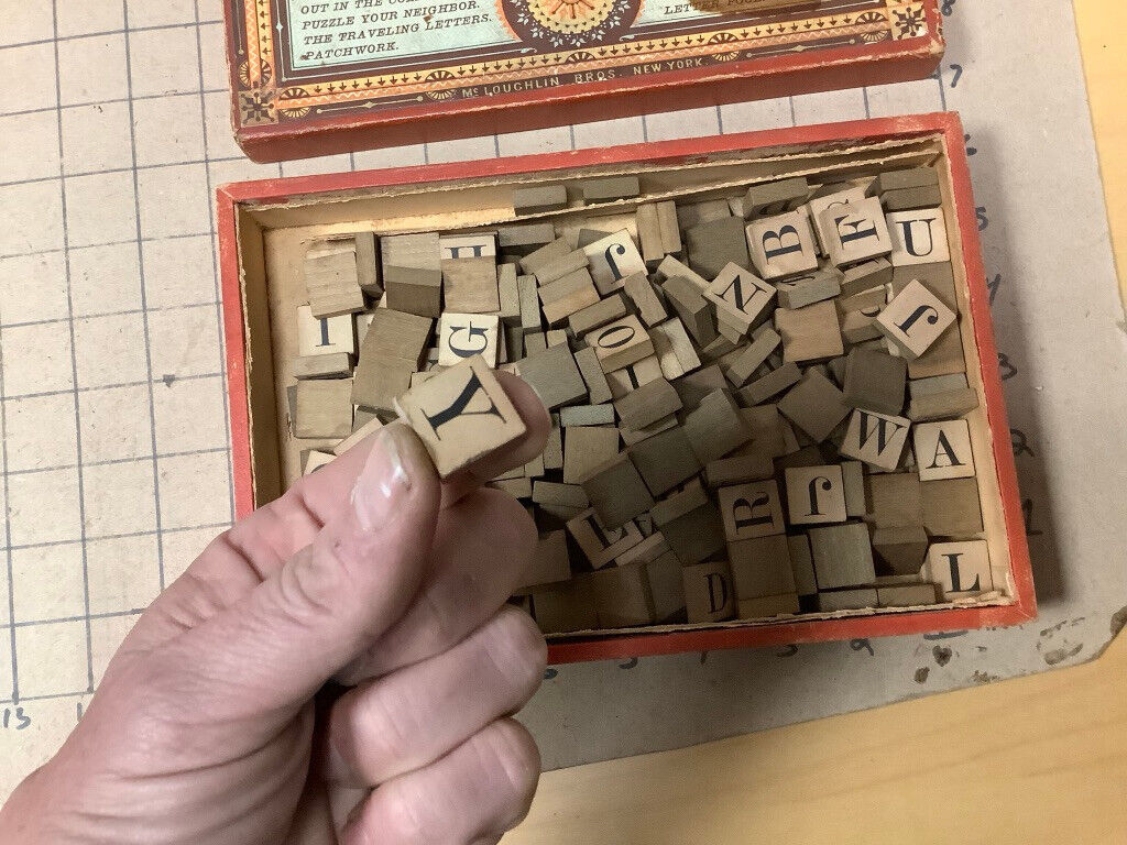 Vintage 1800's YANKEE LETTER BLOCKS Word Building; McLoughlin Bros. single sided