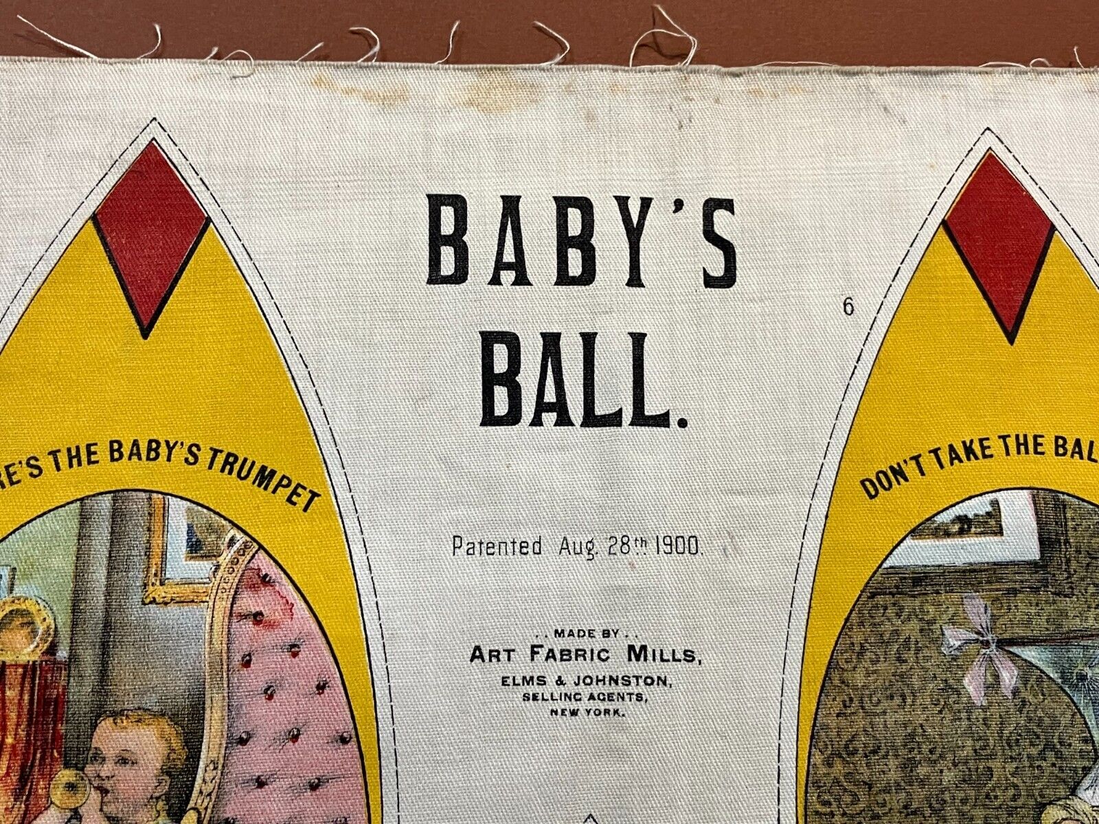 1900s Victorian Children’s Toy Baby’s Ball Art Fabric Mills Uncut Textile