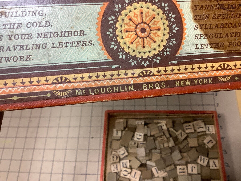 Vintage 1800's YANKEE LETTER BLOCKS Word Building; McLoughlin Bros. single sided
