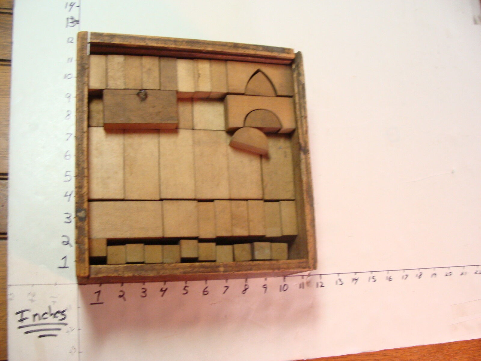 box of 1800's vintage hardwood blocks, very nice.