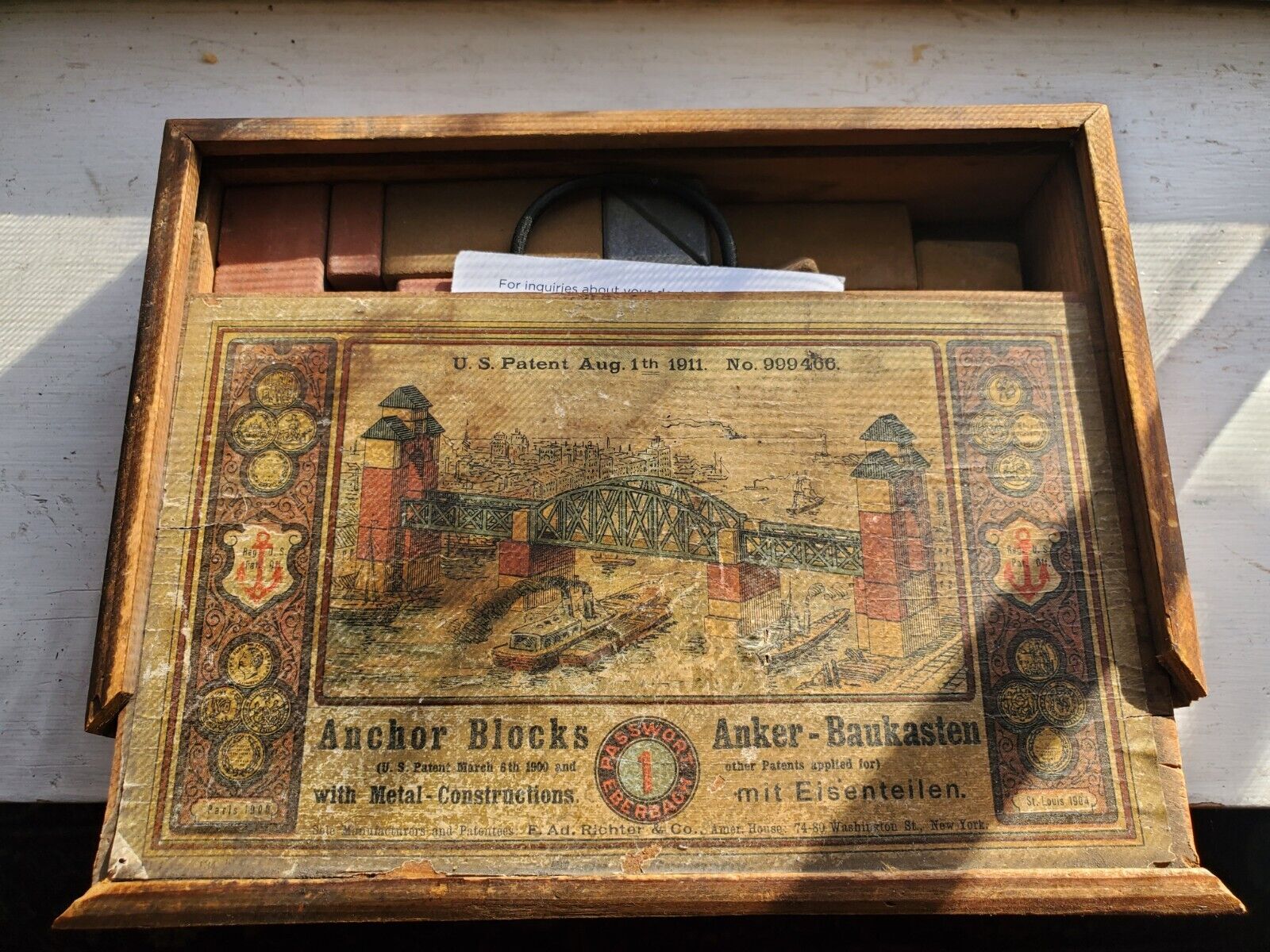 Antique 1900s Richter's Anchor Blocks of Stone 3 colors Made in Germany Toy Set