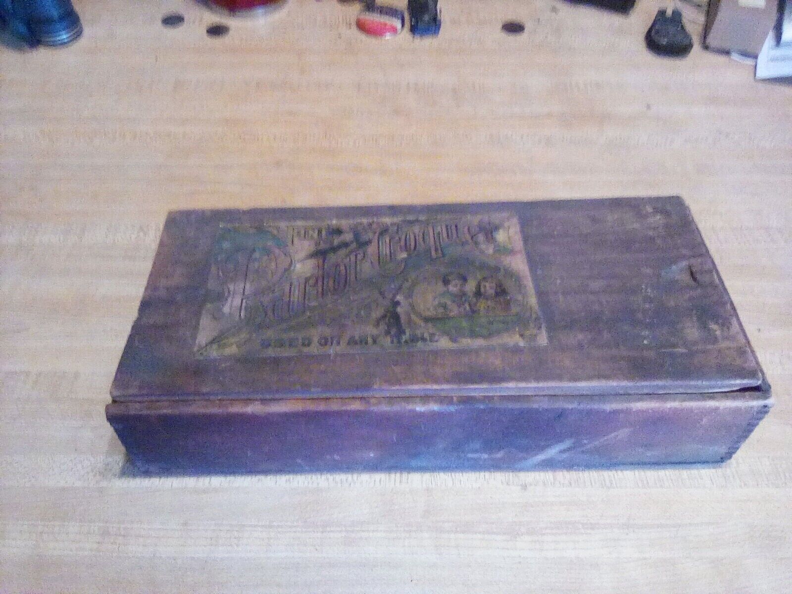 vintage parlor croquet wooden box 1800s fine co. table top box