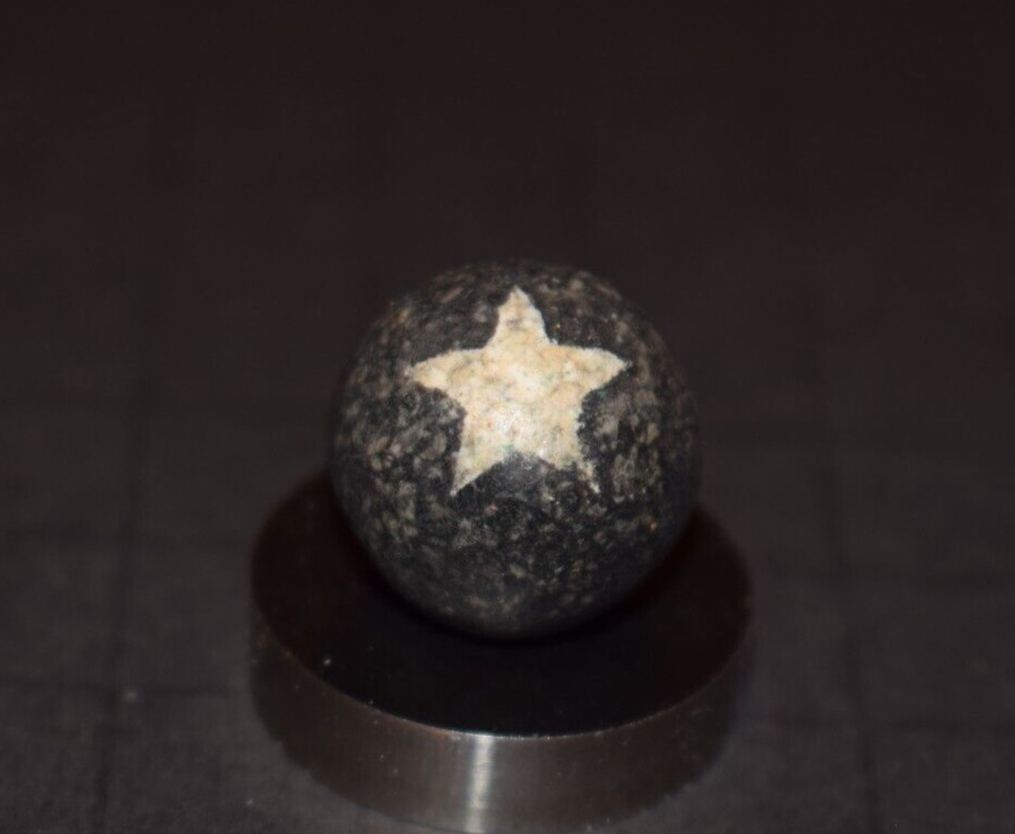 Victorin Era 1800's Antique Toy Star Fired Clay Marble Size .734"=47/64" VGC