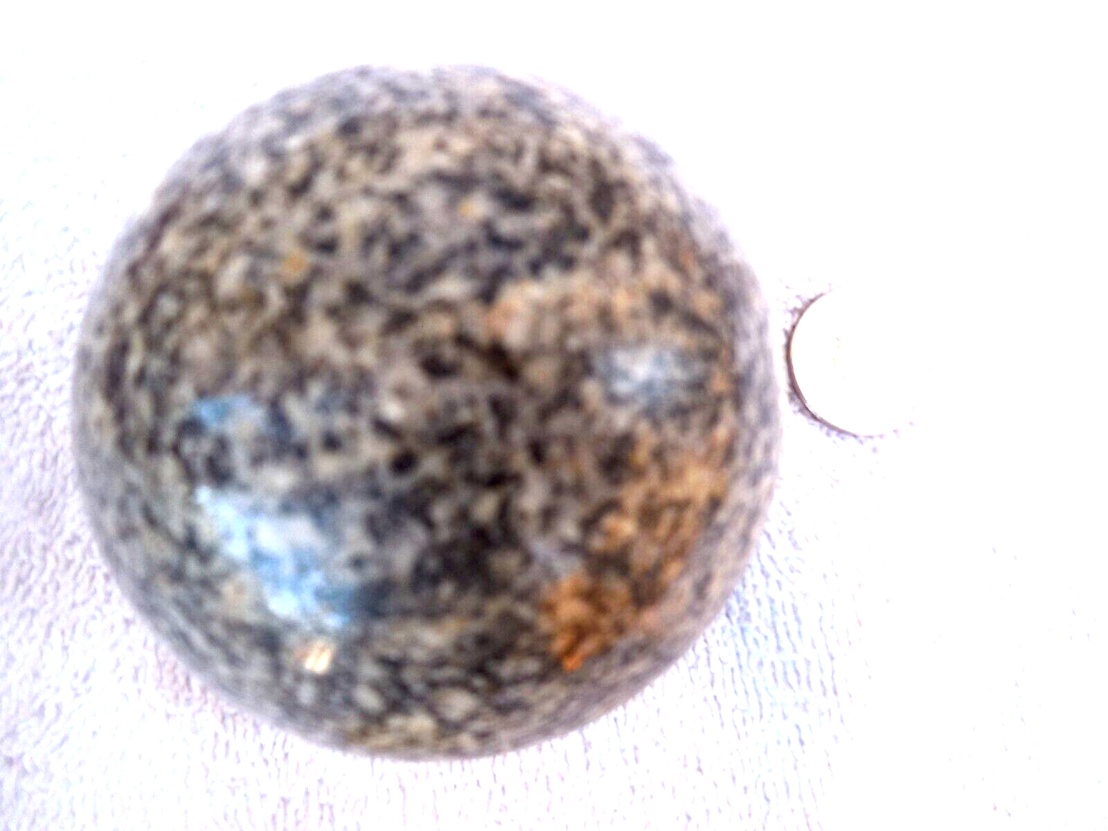 Antique giant granite marble carpet ball toy for child from Maine quarry 1800's