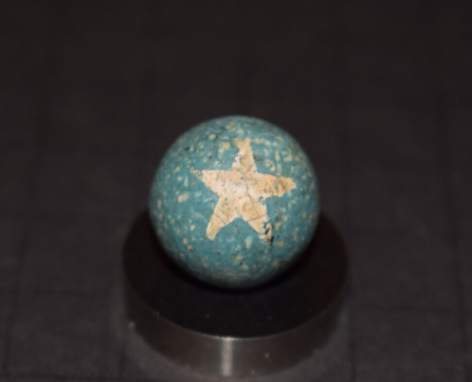 Victorin Era 1800's Antique Toy Star Fired Clay Marble Size .750"=3/4" VGC