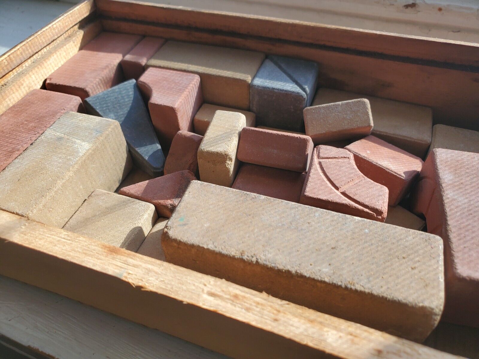 Antique 1900s Richter's Anchor Blocks of Stone 3 colors Made in Germany Toy Set
