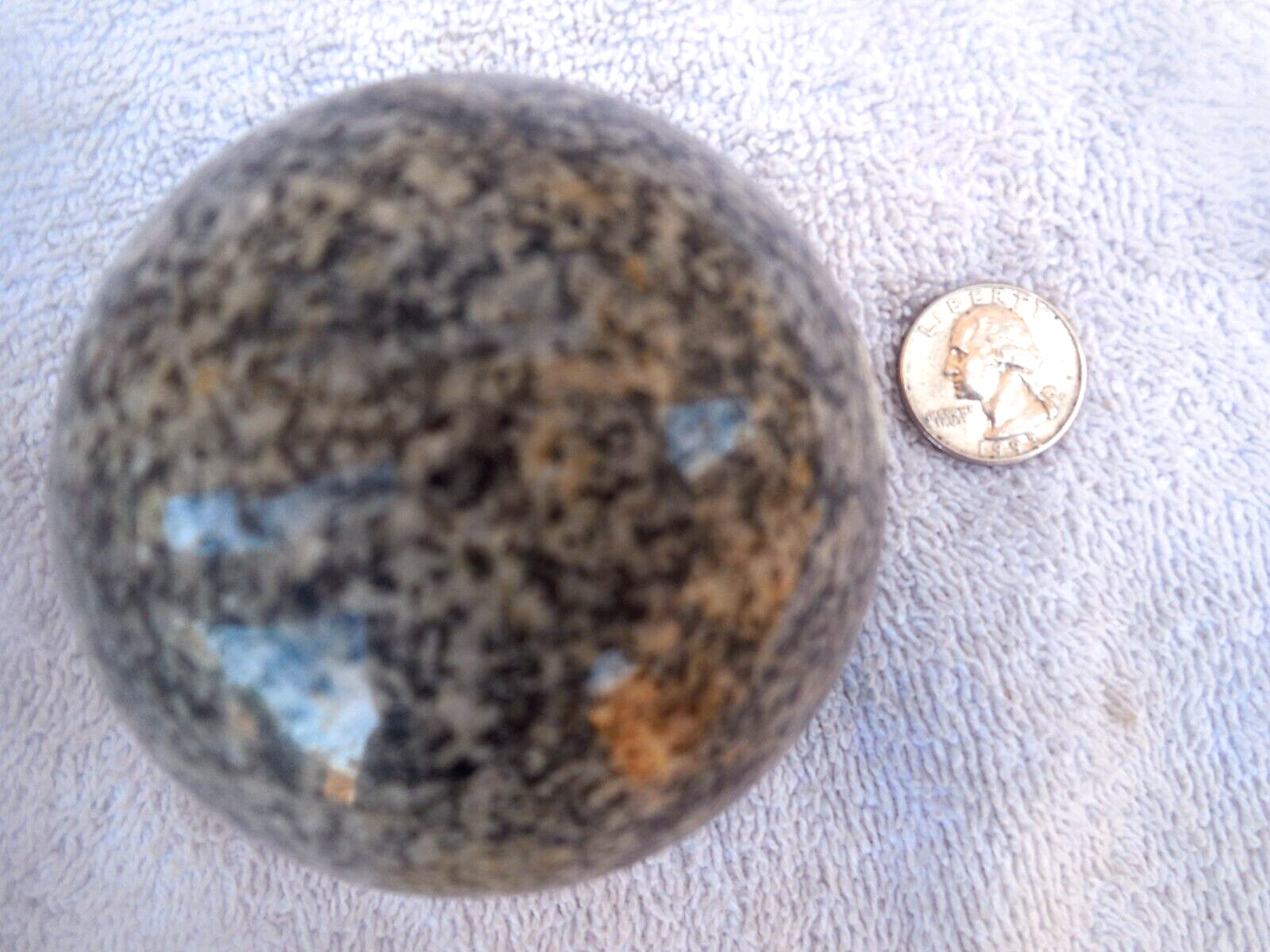 Antique giant granite marble carpet ball toy for child from Maine quarry 1800's