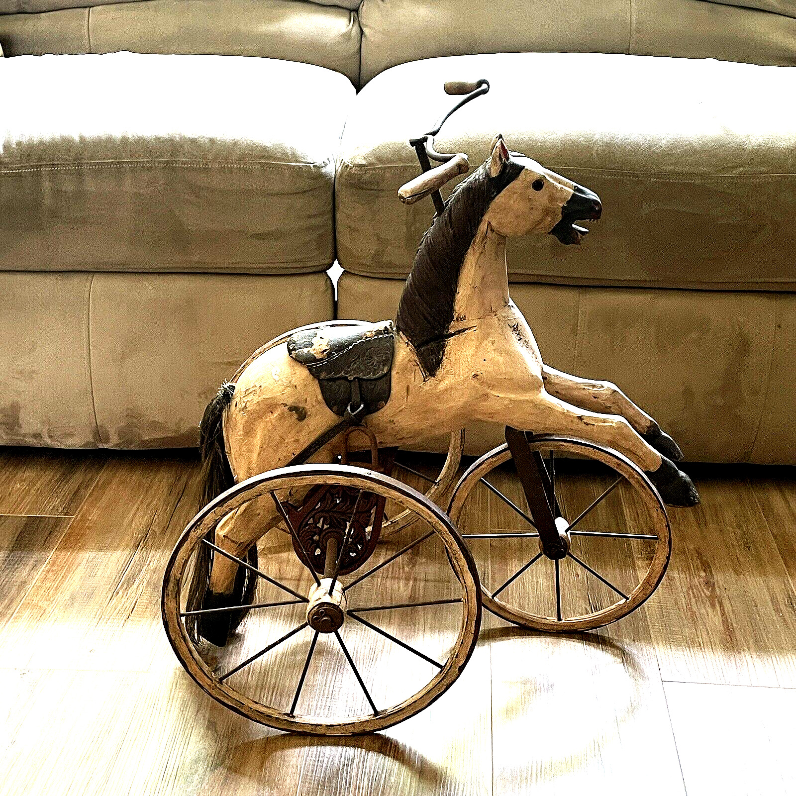 ANTIQUE HORSE VELOCIPEDE TRICYCLE - AGED TO PERFECTION