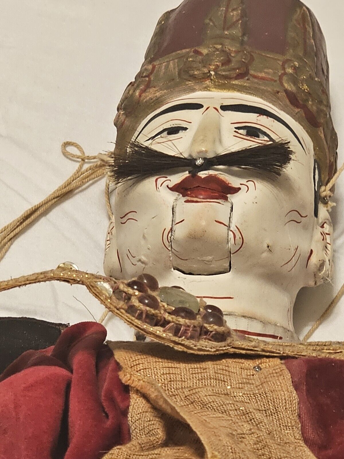 Antique Puppet Indonesia Wooded- On Strings- Hand Carved Hand Painted- C.1800s 