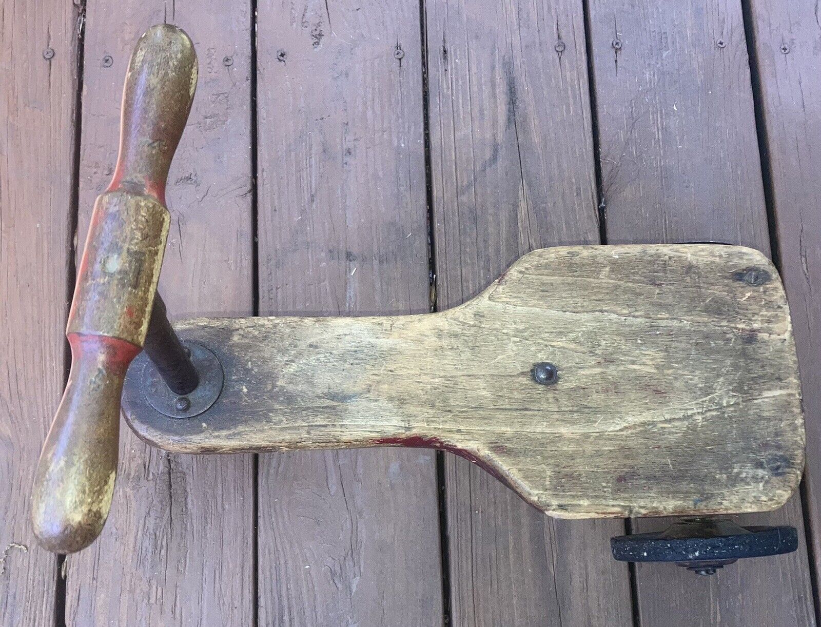 Antique 1900's No. 19 Kiddie Metal & Wood Scooter Toy Tricycle