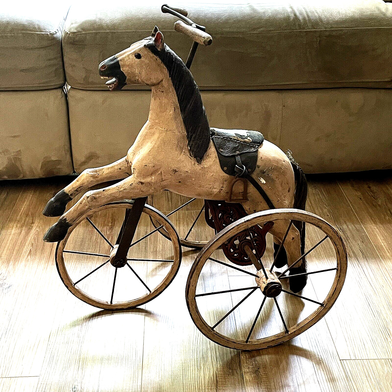 ANTIQUE HORSE VELOCIPEDE TRICYCLE - AGED TO PERFECTION