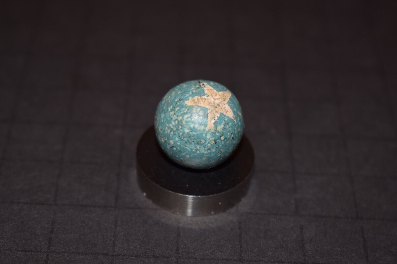 Victorin Era 1800's Antique Toy Star Fired Clay Marble Size .750"=3/4" VGC