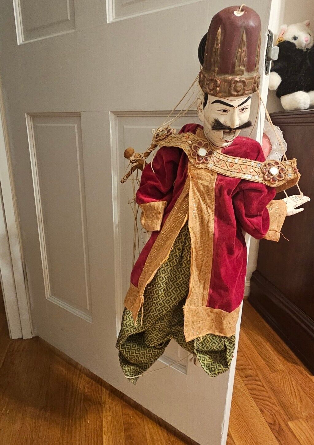 Antique Puppet Indonesia Wooded- On Strings- Hand Carved Hand Painted- C.1800s 