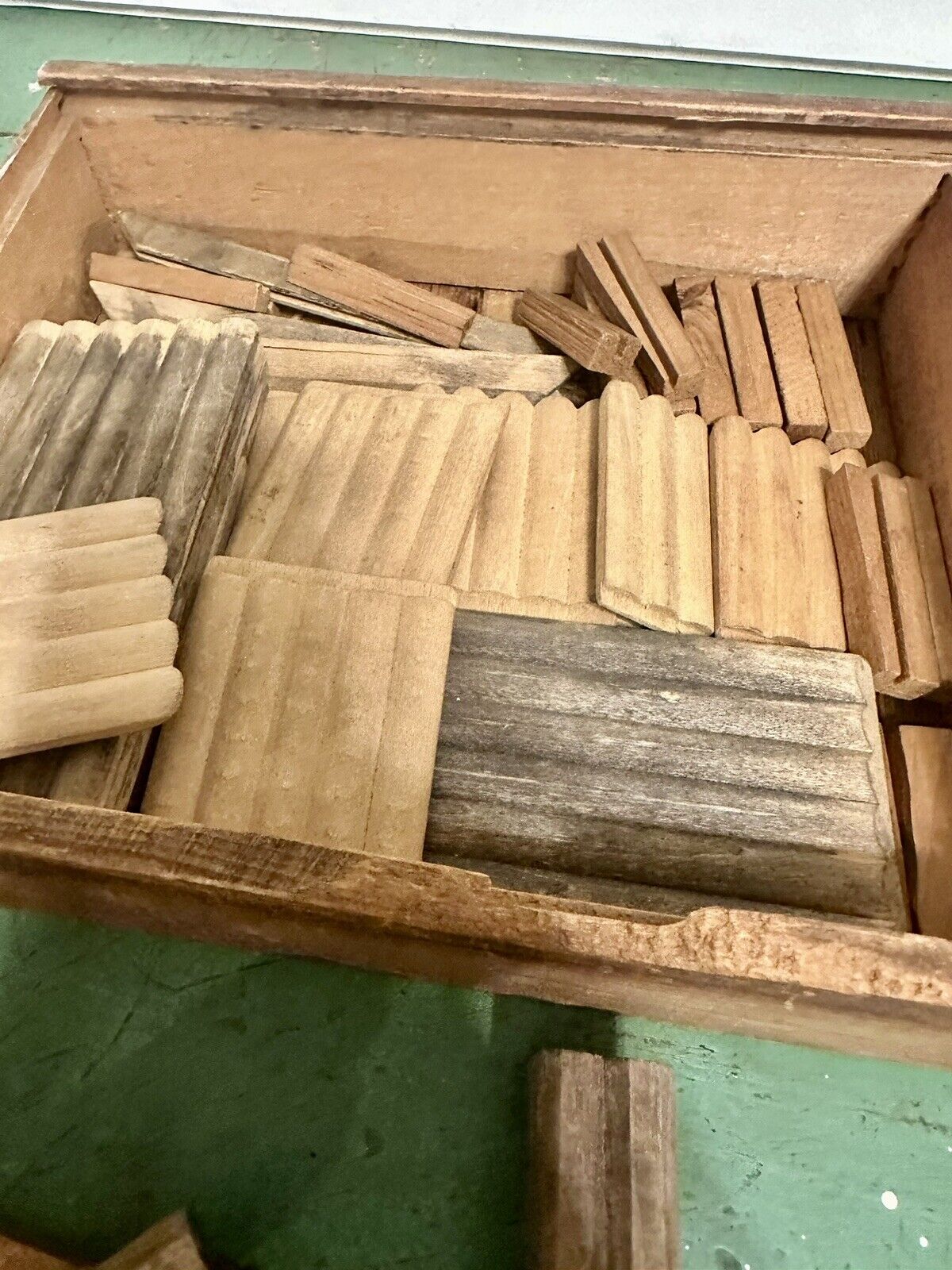 Antique 19th Century wood building Toy Architectural blocks set In Box