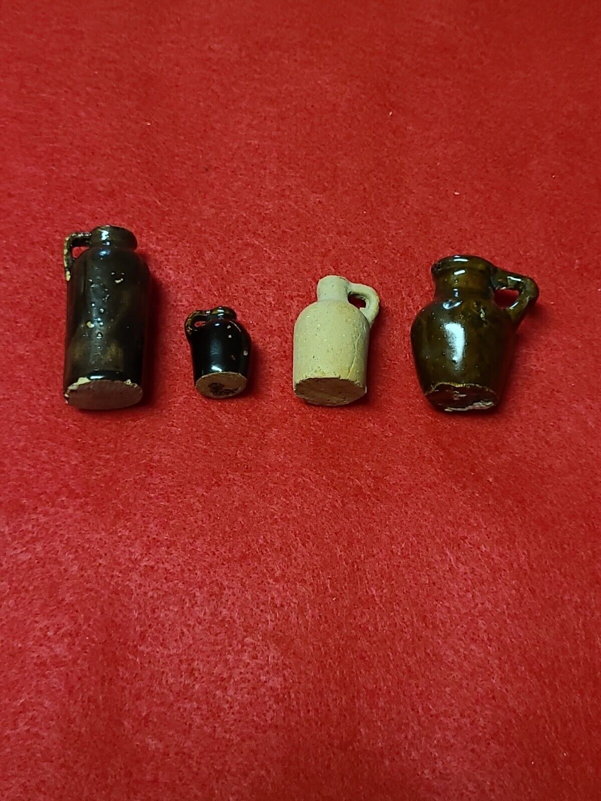 Set Of 4 1800's 3/4" To 1 3/4" Toy Jugs From Akron Toy Company