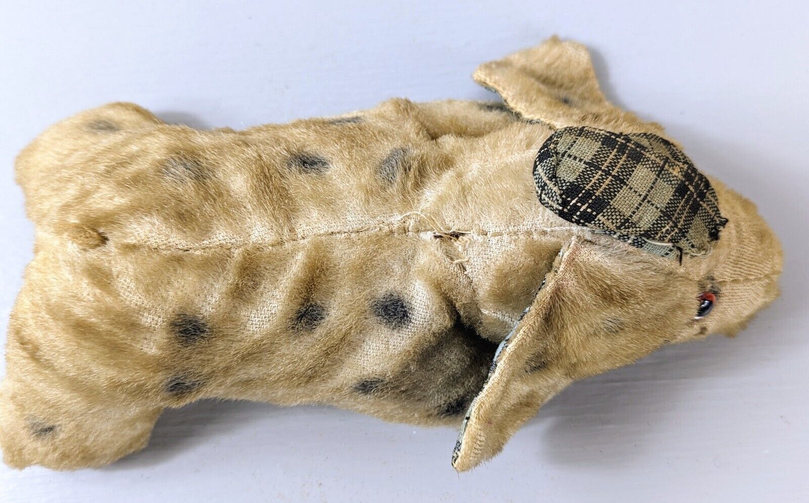 Mole Hair 1800s Pig w Hat Plush Pink Lace Collectible & Rare 9"