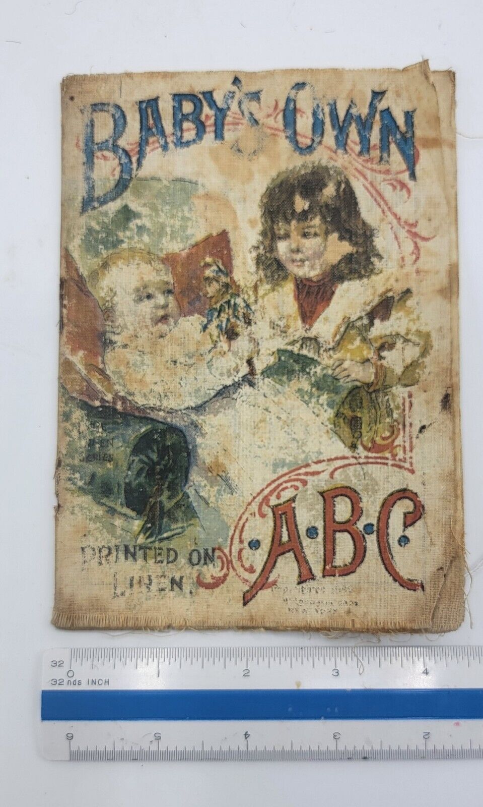 1800s Child's Cloth Babys Own ABC With Unique Period Subjects