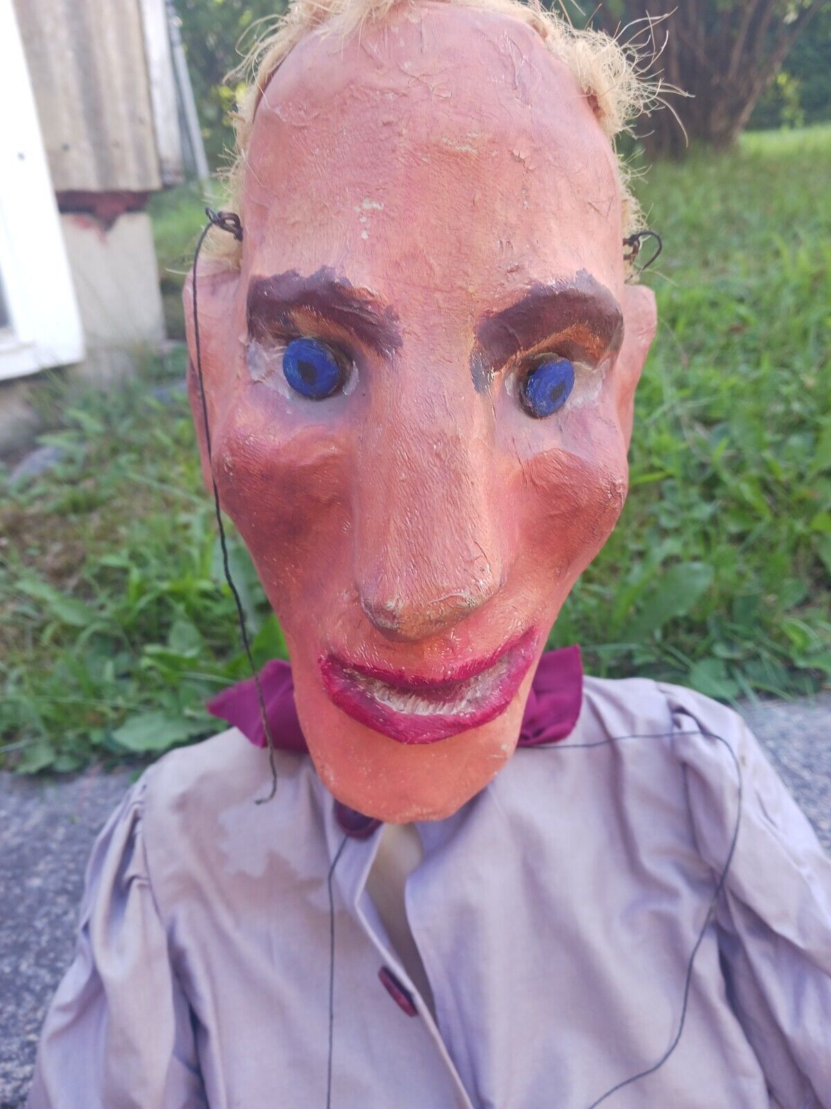 Large Antique Folk Art Paper Papier Mache Marionette 42" Puppet
