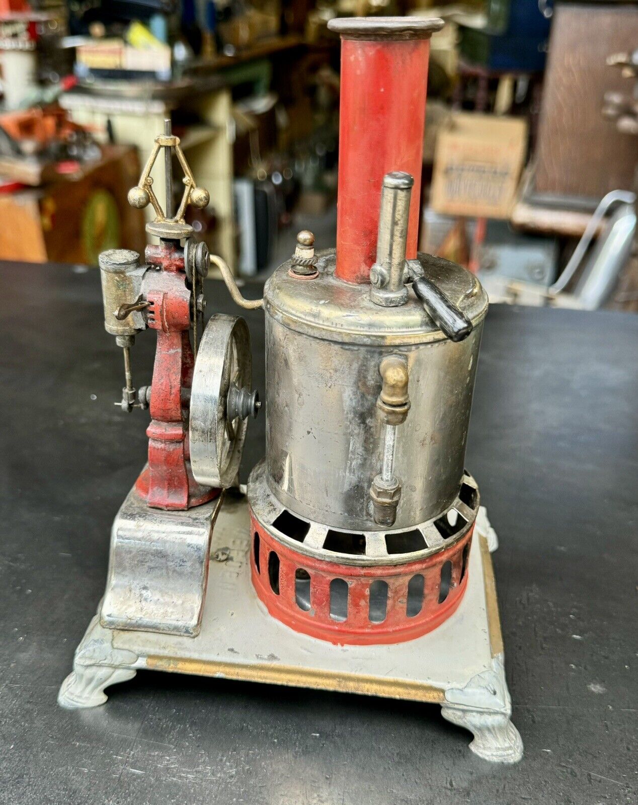 1900s TOY STATIONARY STEAM ENGINE WEEDEN, ORNATE, DETAILED ALCOHOL FIRED
