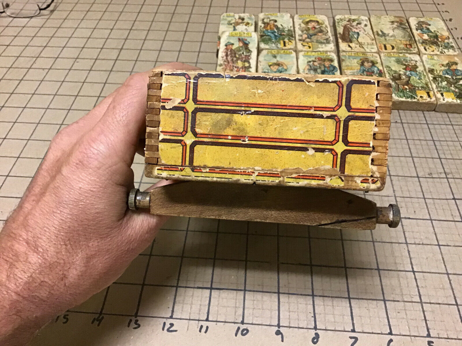 Original US MAIL 1800's Wooden Wagon back; w paper litho sides, no surprises