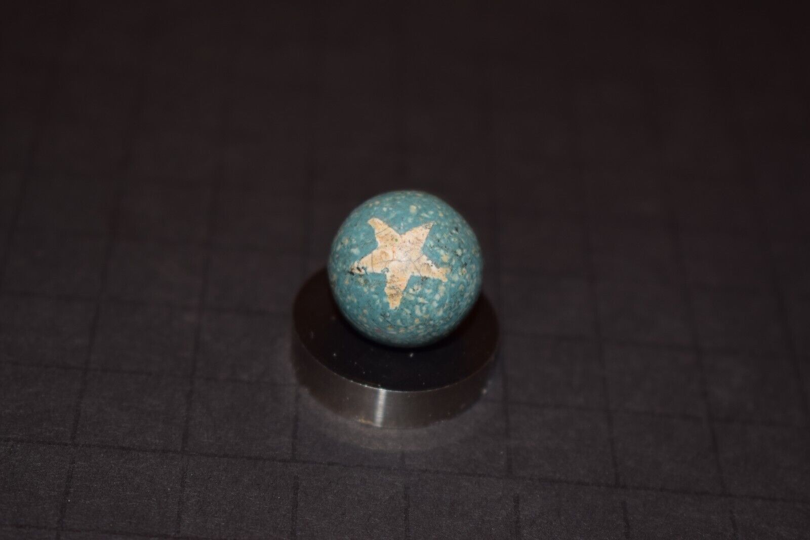 Victorin Era 1800's Antique Toy Star Fired Clay Marble Size .750"=3/4" VGC
