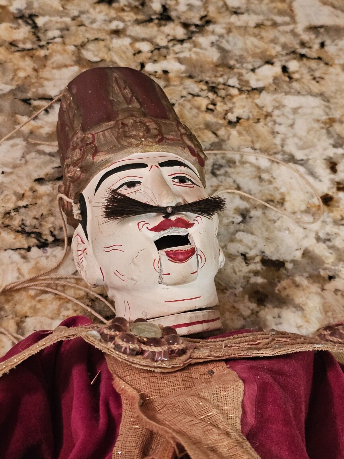 Antique Puppet Indonesia Wooded- On Strings- Hand Carved Hand Painted- C.1800s 