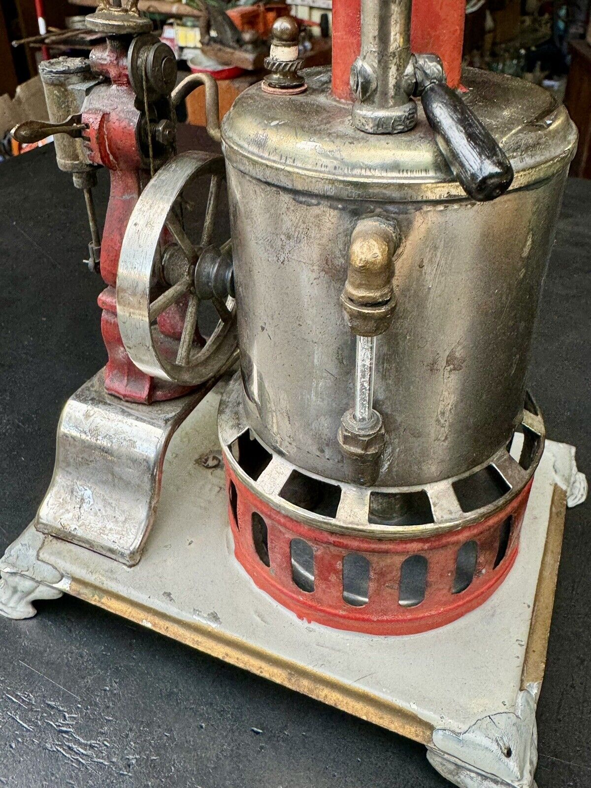 1900s TOY STATIONARY STEAM ENGINE WEEDEN, ORNATE, DETAILED ALCOHOL FIRED