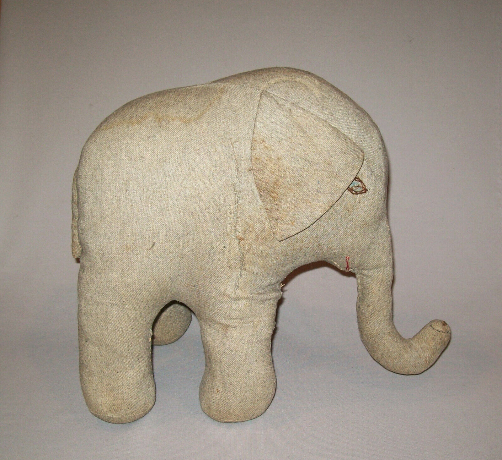 Antique Vtg 19th C 1800s Large Folk Art Stuffed Elephant Child Toy Amish AAFA