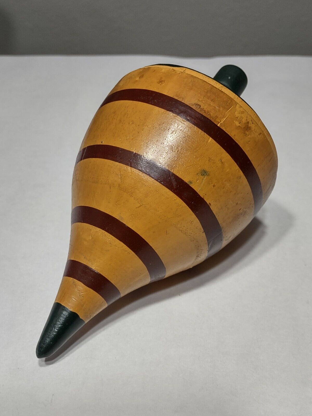 Antique Folk Art Large Wooden Toy Spinning Top - Late 1800s To Early 1900s
