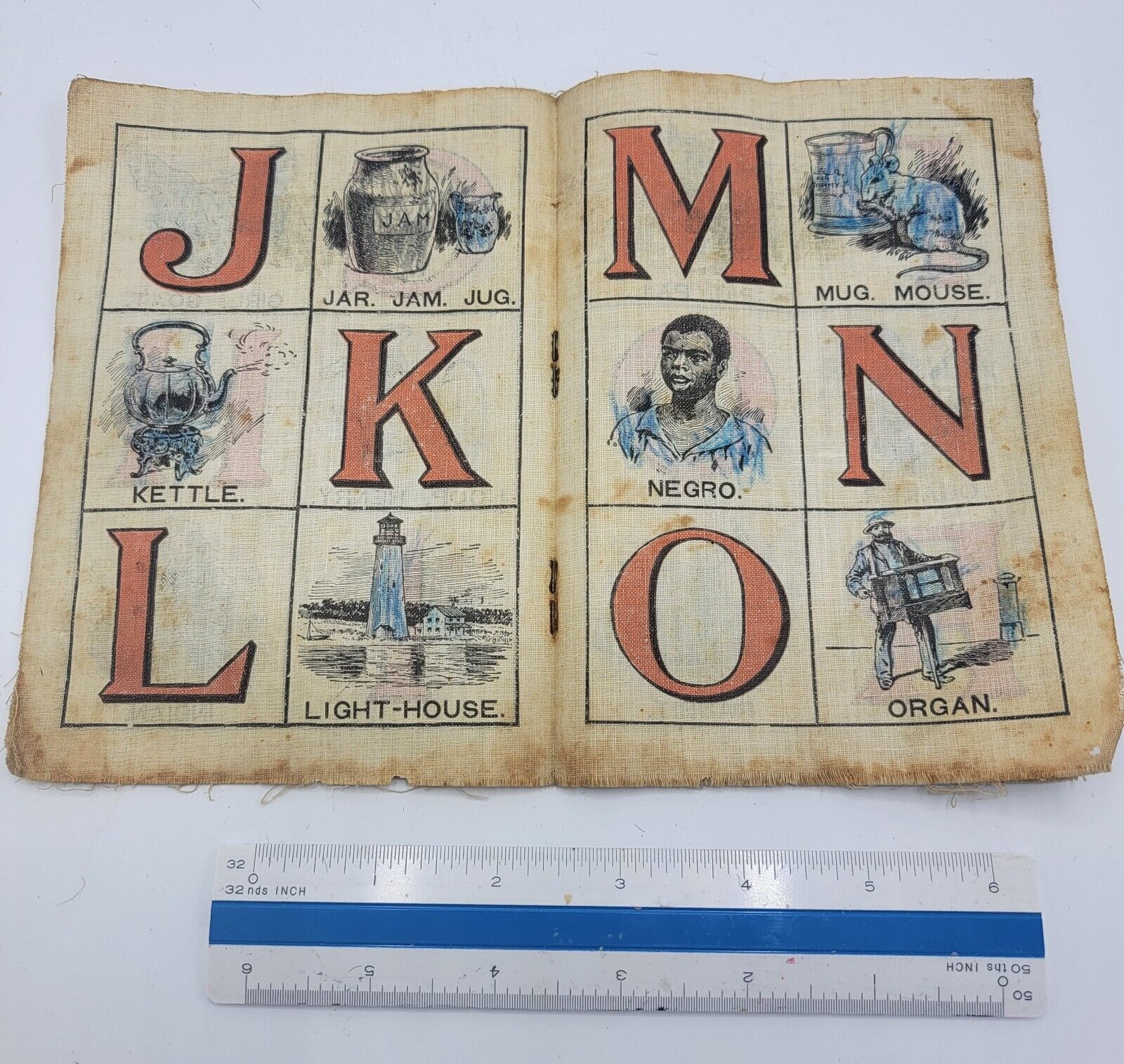 1800s Child's Cloth Babys Own ABC With Unique Period Subjects