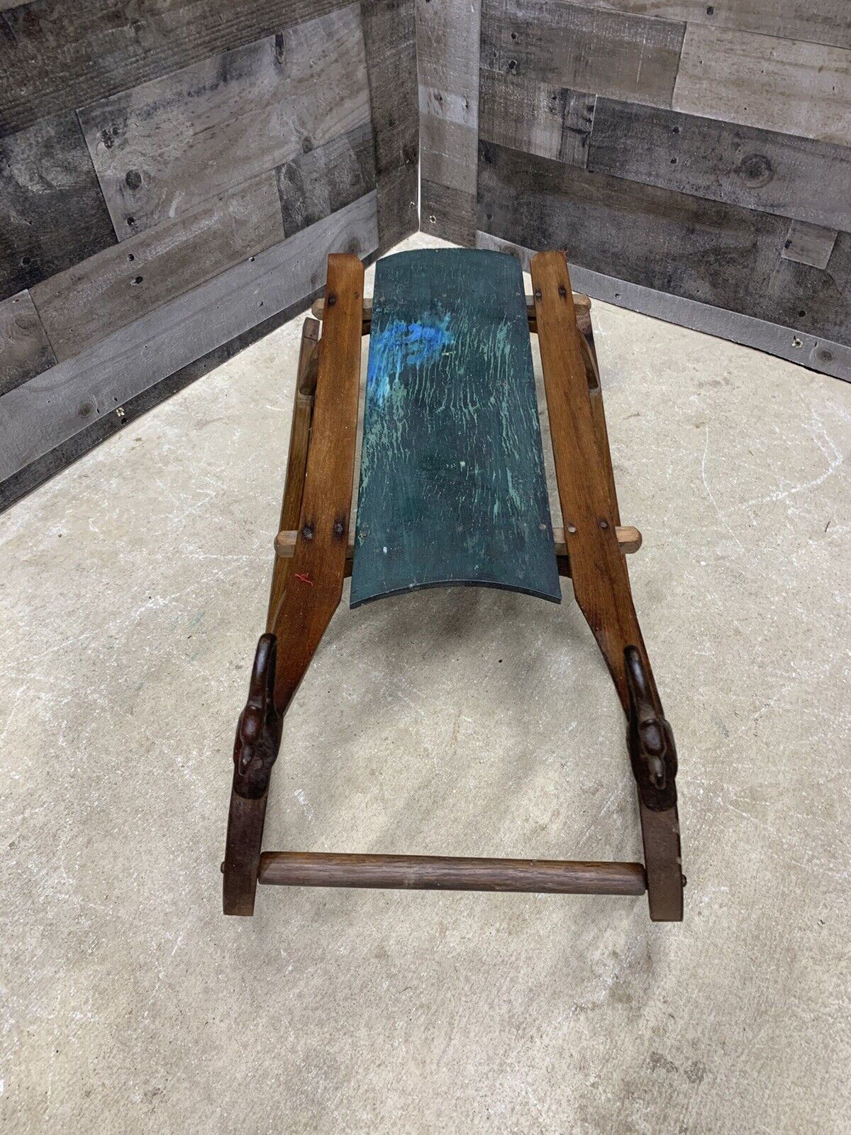 Antique 19th Century Bentwood Sled Child's Wood & Iron Hardware Runners Display