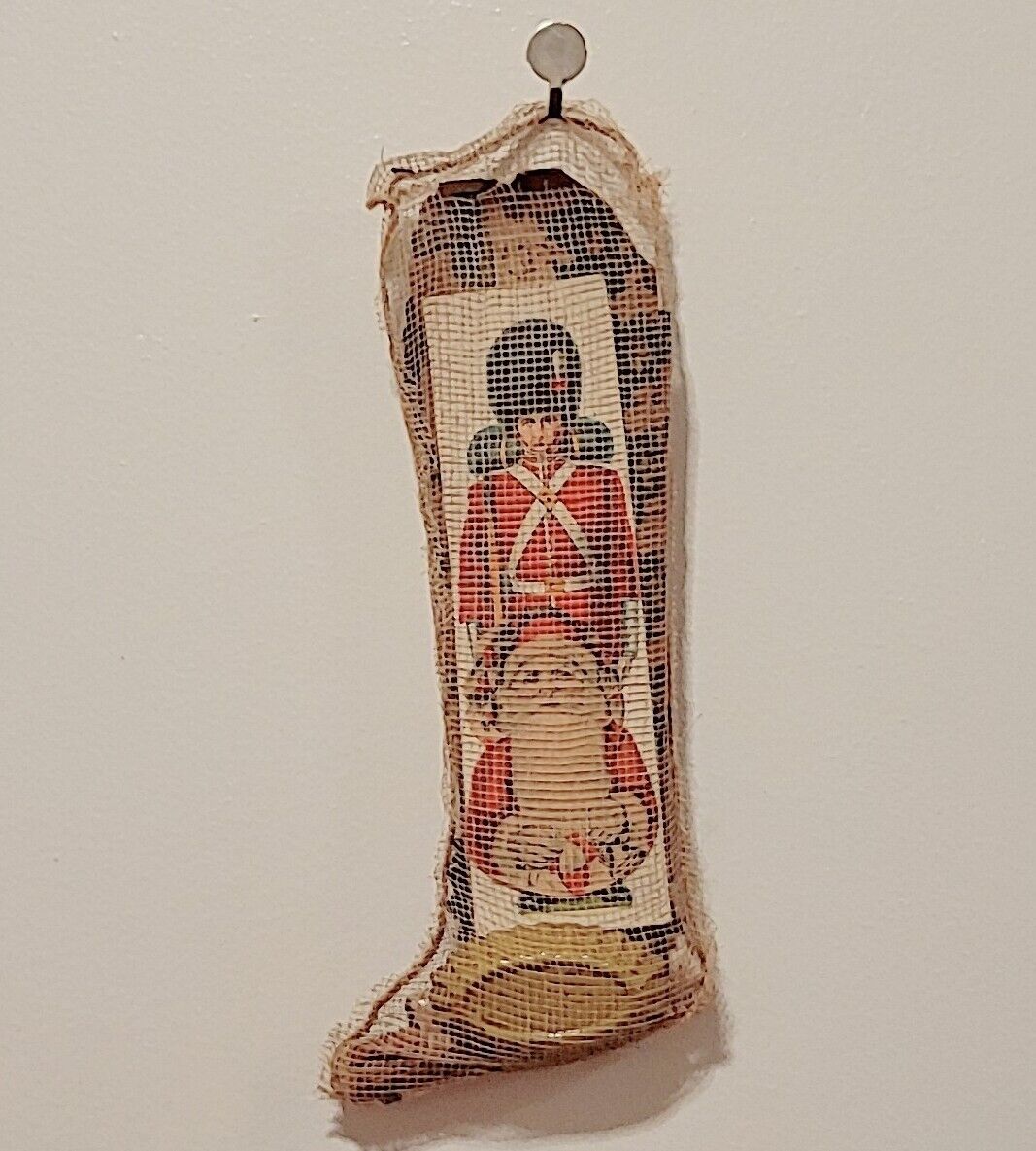 Rare Vintage Christmas Stocking Mesh with 1900's toys