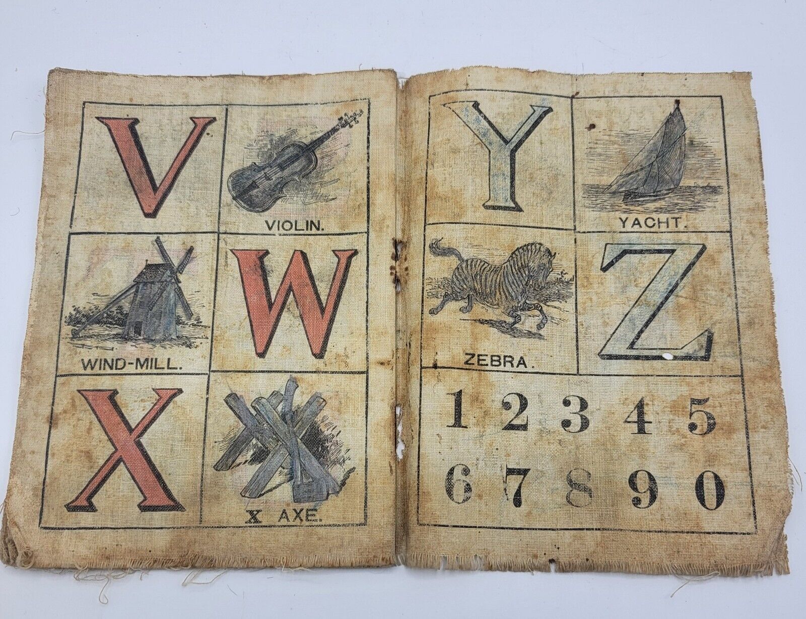 1800s Child's Cloth Babys Own ABC With Unique Period Subjects