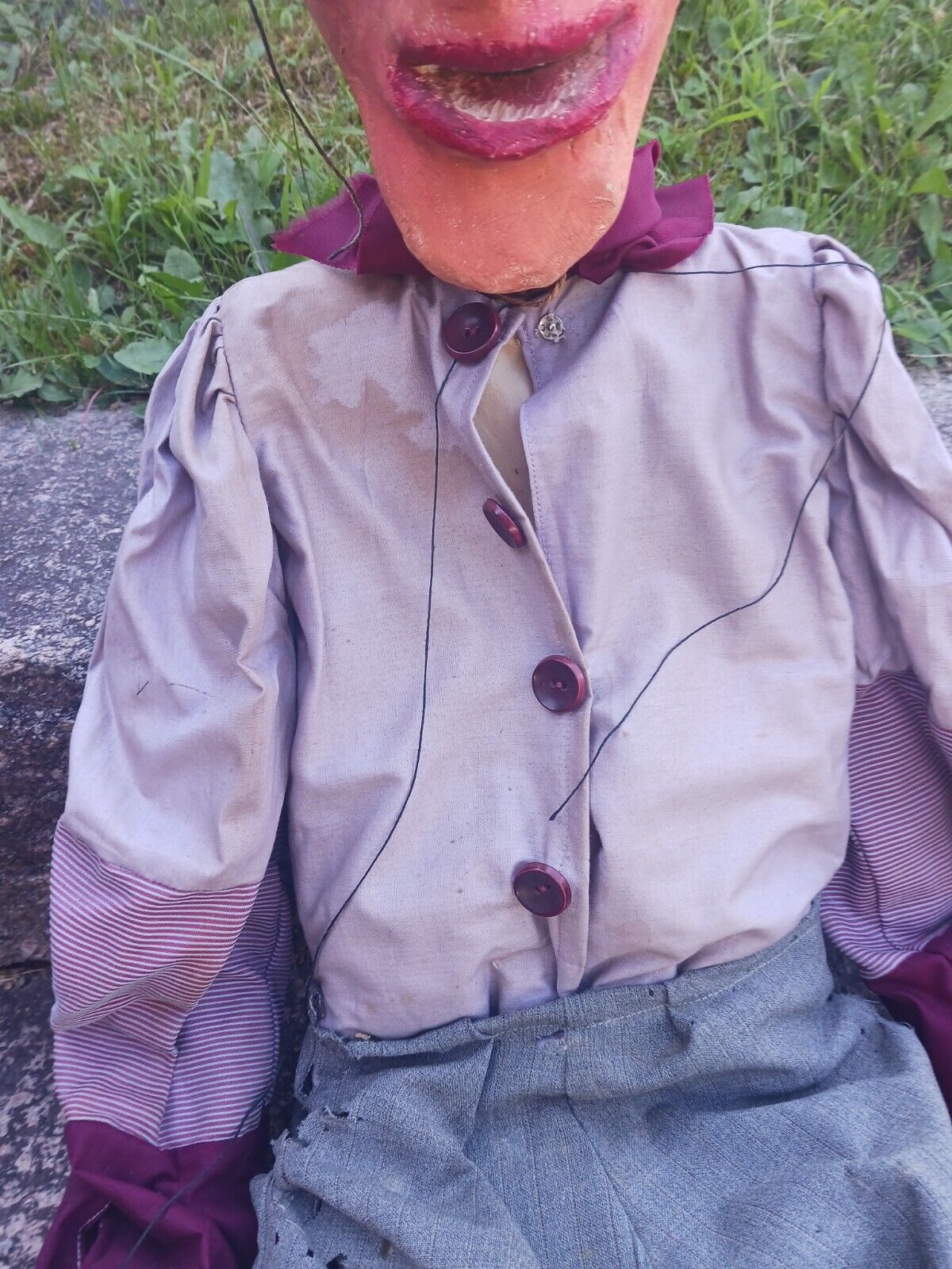 Large Antique Folk Art Paper Papier Mache Marionette 42" Puppet