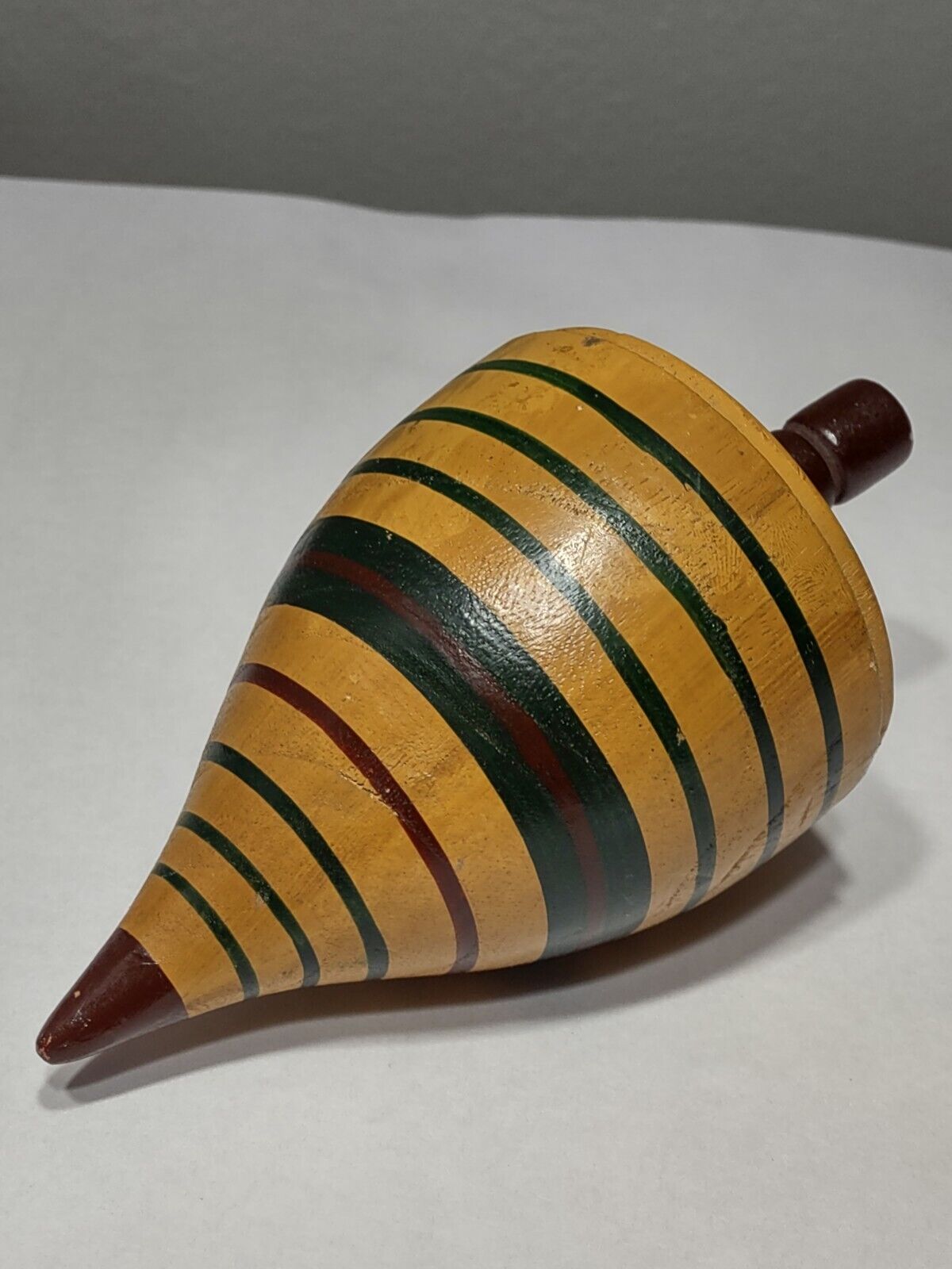Folk Art Antique Large Wooden Toy Spinning Top - Late 1800s To Early 1900s