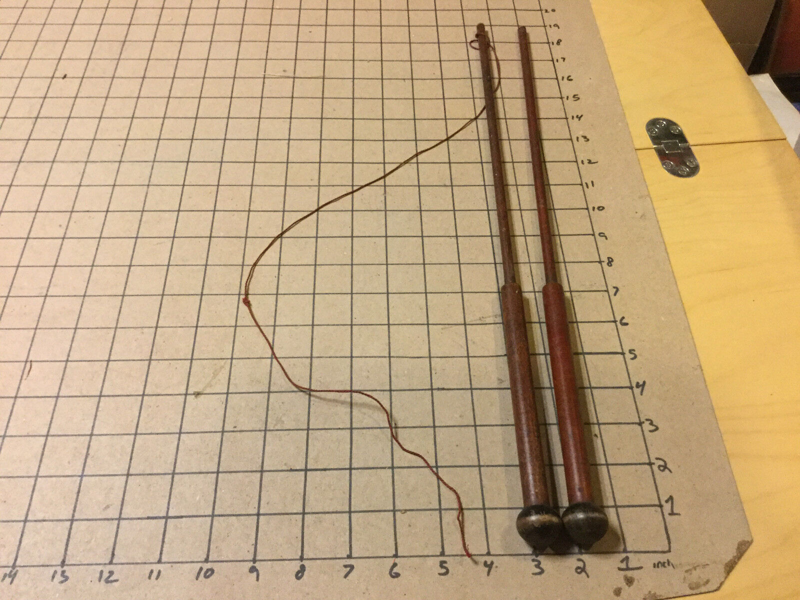 Original 1800's Wooden DIABOLO - very rare -- DEVIL STICKS - w sticks and bobbin