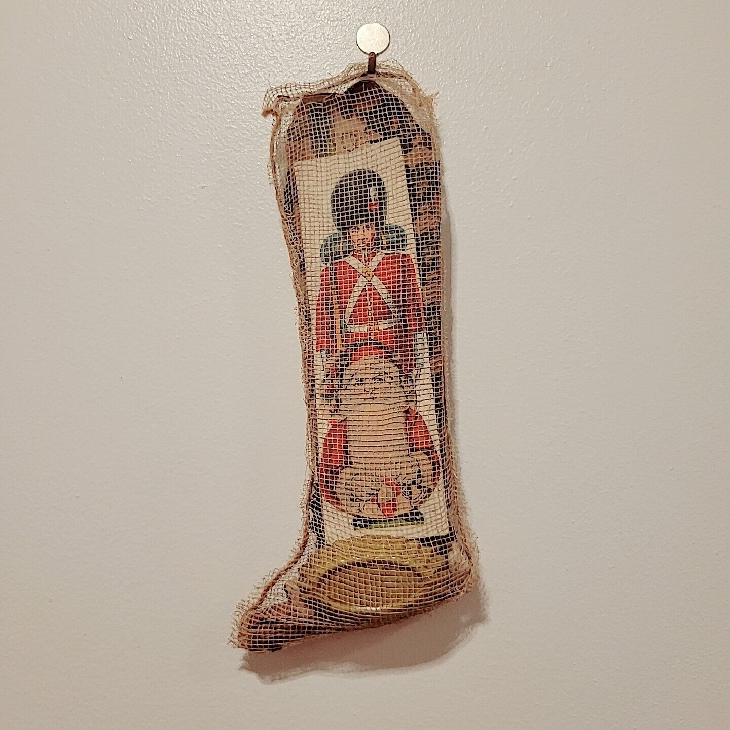 Rare Vintage Christmas Stocking Mesh with 1900's toys