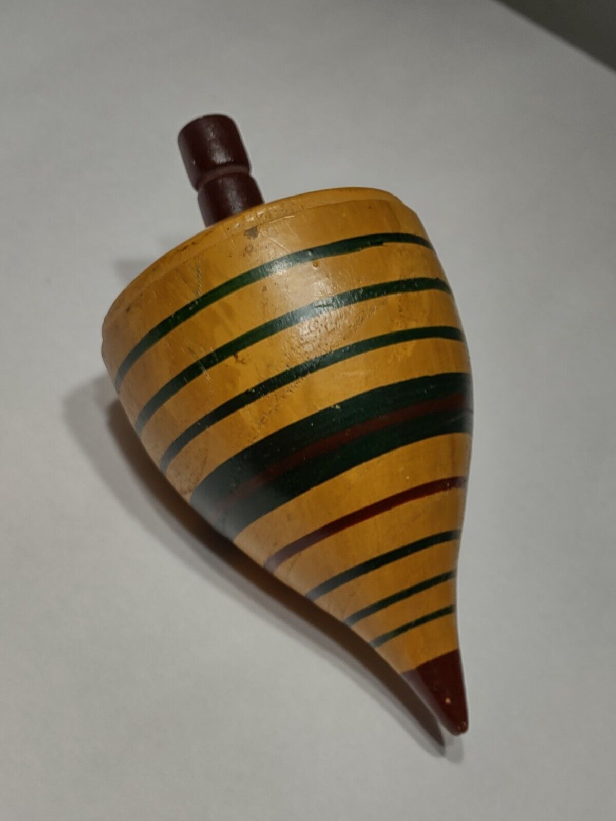 Folk Art Antique Large Wooden Toy Spinning Top - Late 1800s To Early 1900s