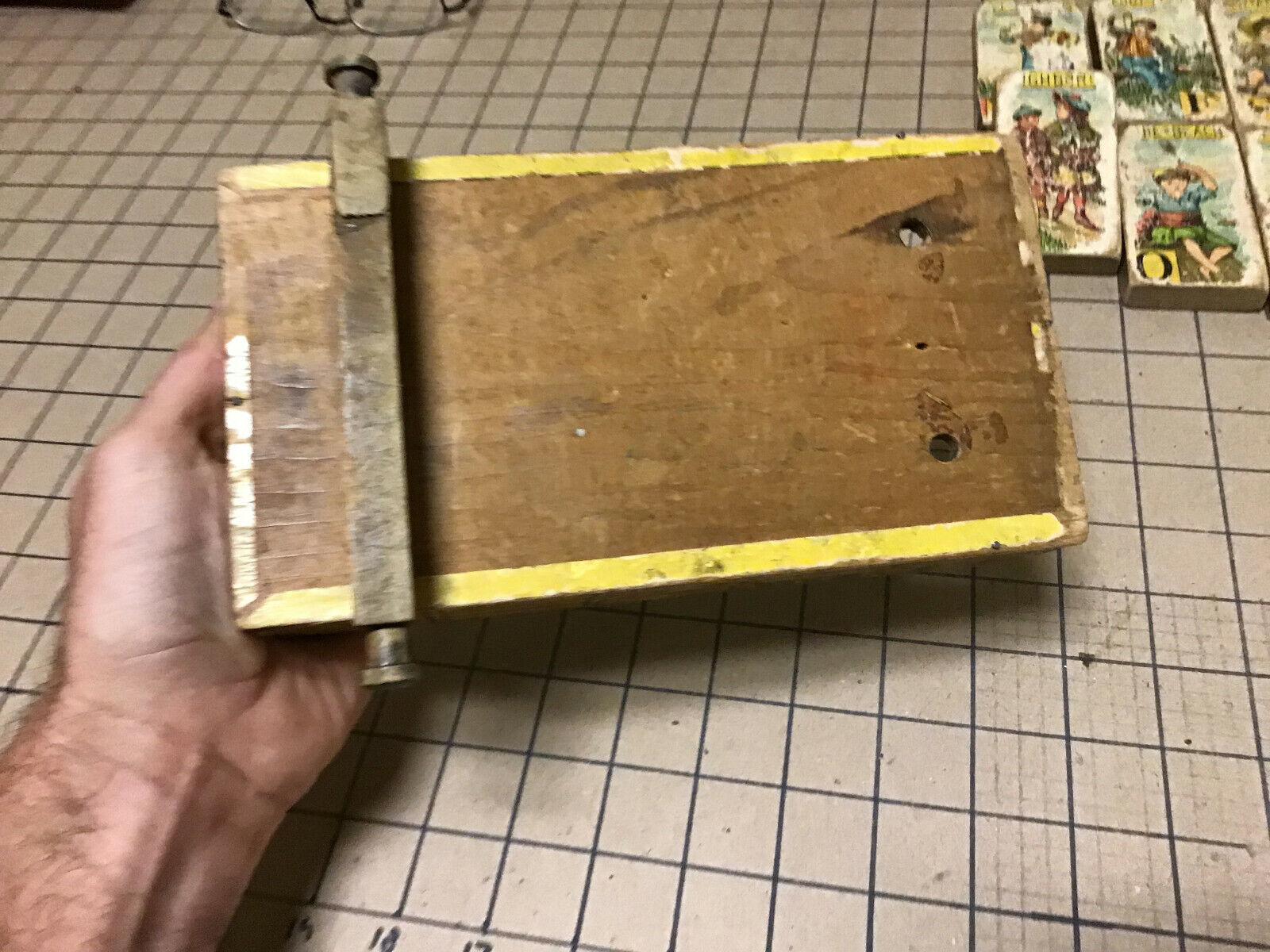 Original US MAIL 1800's Wooden Wagon back; w paper litho sides, no surprises