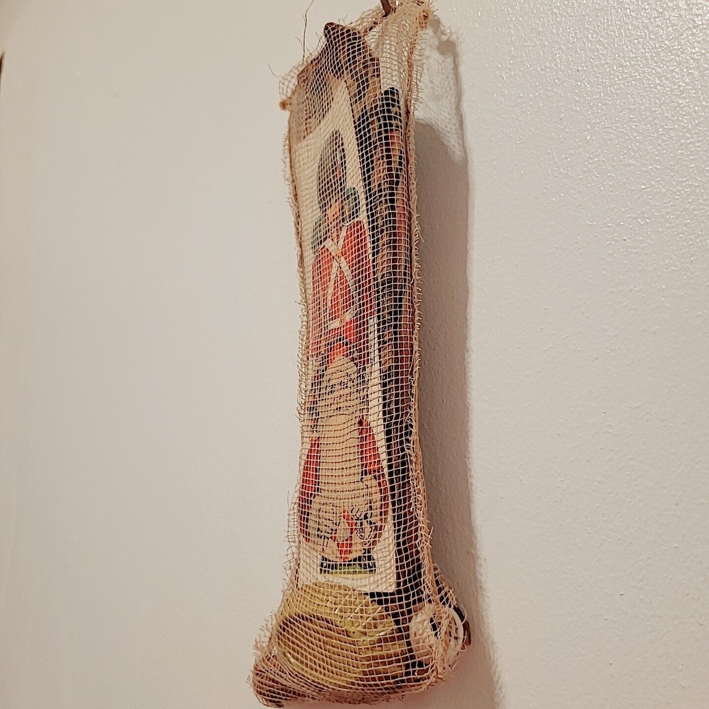 Rare Vintage Christmas Stocking Mesh with 1900's toys