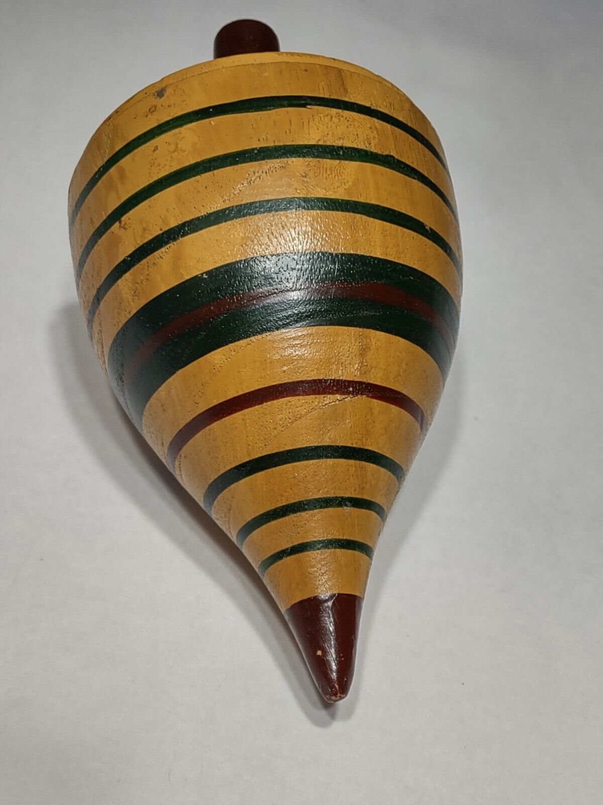 Folk Art Antique Large Wooden Toy Spinning Top - Late 1800s To Early 1900s