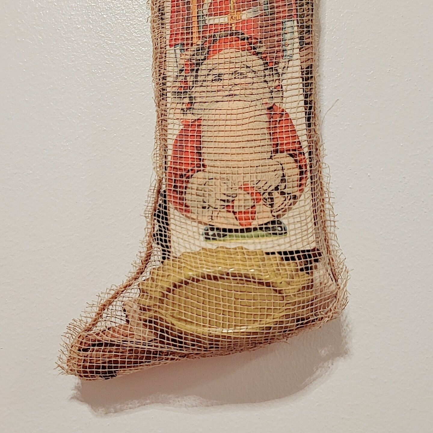 Rare Vintage Christmas Stocking Mesh with 1900's toys