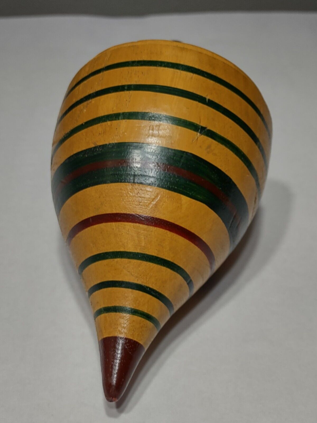 Folk Art Antique Large Wooden Toy Spinning Top - Late 1800s To Early 1900s